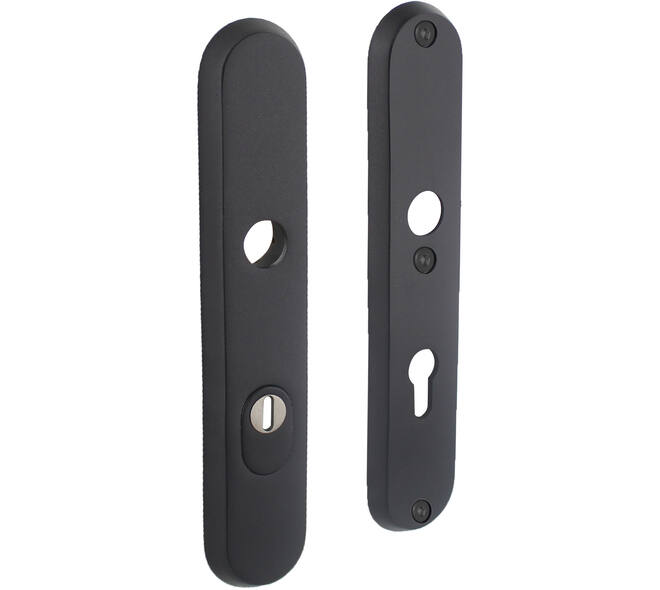 SKG3 veiligheidsschilden ovaal 250x50mm profielcilindergat 72mm met kerntrekbeveiliging structuur zwart