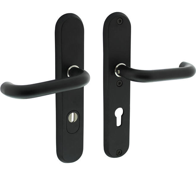 SKG3 veiligheidsbeslag ovaal 250x50mm kruk/kruk Rond profielcilindergat 72mm met kerntrekbeveiliging structuur zwart