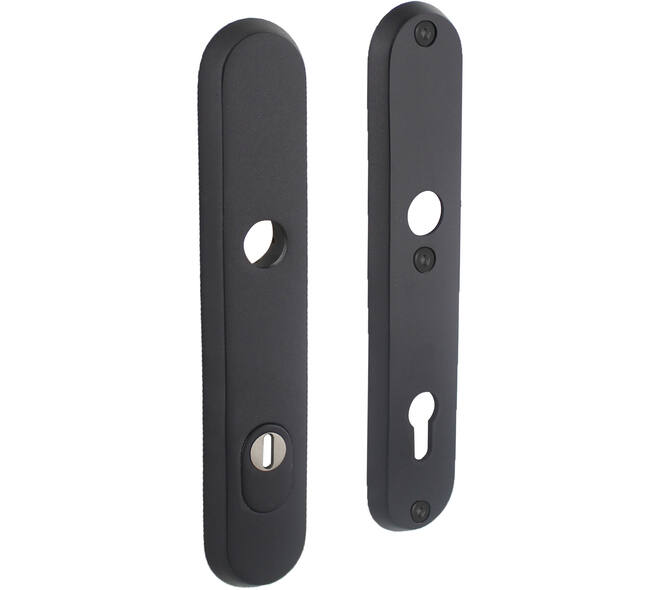 SKG3 veiligheidsschilden ovaal 250x50mm profielcilindergat 92mm met kerntrekbeveiliging structuur zwart