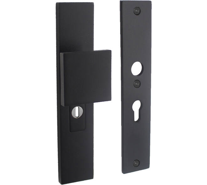SKG3 veiligheidsschilden rechthoekig 250x50mm met greep profielcilindergat 55mm met kerntrekbeveiliging structuur zwart