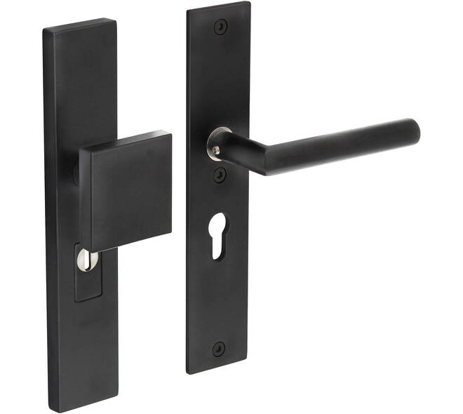 SKG3 veiligheidsbeslag rechthoekig 250x50mm greep/kruk Jura profielcilindergat 55mm met kerntrekbeveiliging structuur zwart