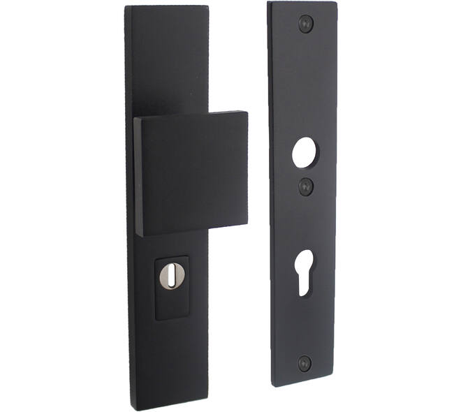 SKG3 veiligheidsschilden rechthoekig 250x50mm met greep profielcilindergat 72mm met kerntrekbeveiliging structuur zwart