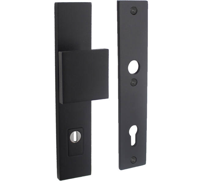 SKG3 veiligheidsschilden rechthoekig 250x50mm met greep profielcilindergat 92mm met kerntrekbeveiliging structuur zwart