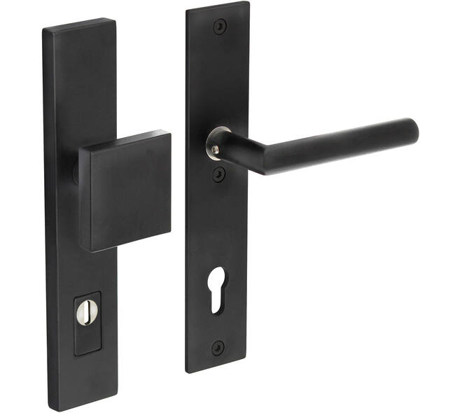 SKG3 veiligheidsbeslag rechthoekig 250x50mm greep/kruk Jura profielcilindergat 92mm met kerntrekbeveiliging structuur zwart