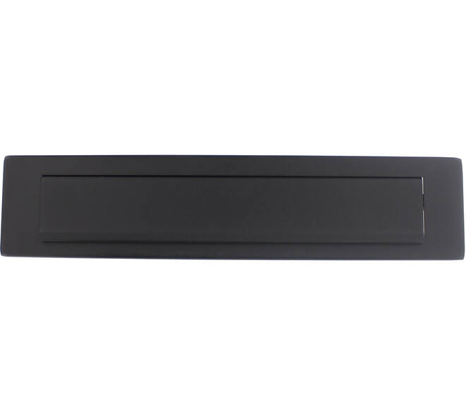 Briefplaat rechthoekig 340x75mm met klep/regenrand structuur zwart
