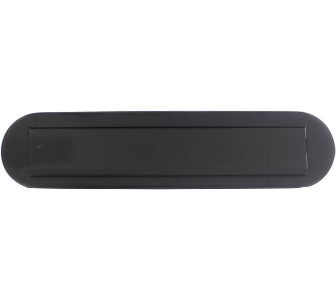 Briefplaat ovaal 340x80mm met klep/regenrand structuur zwart