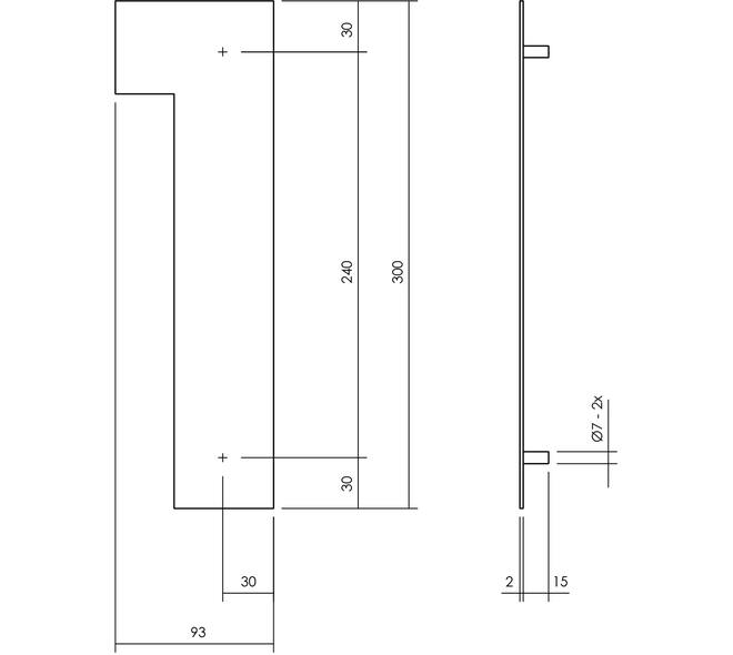 Huisnummer 1 XL 300mm structuur zwart
