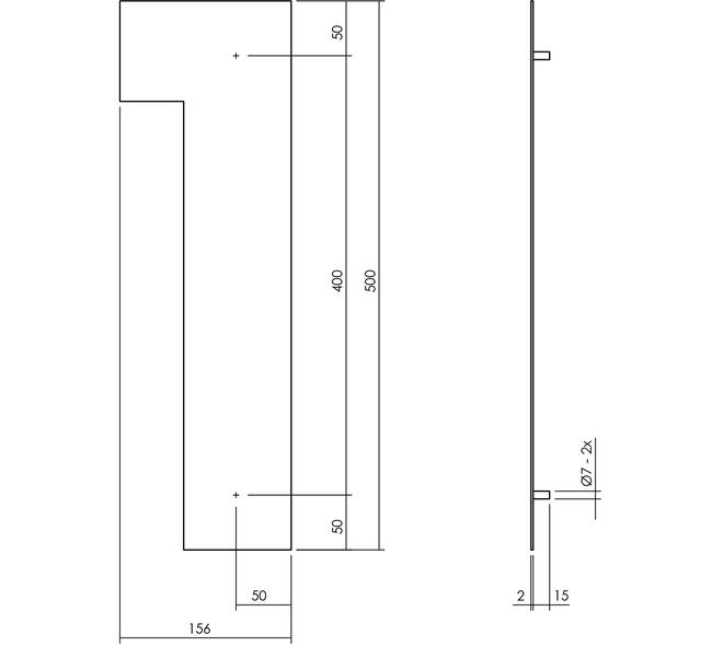 Huisnummer 1 XXL 500mm structuur zwart