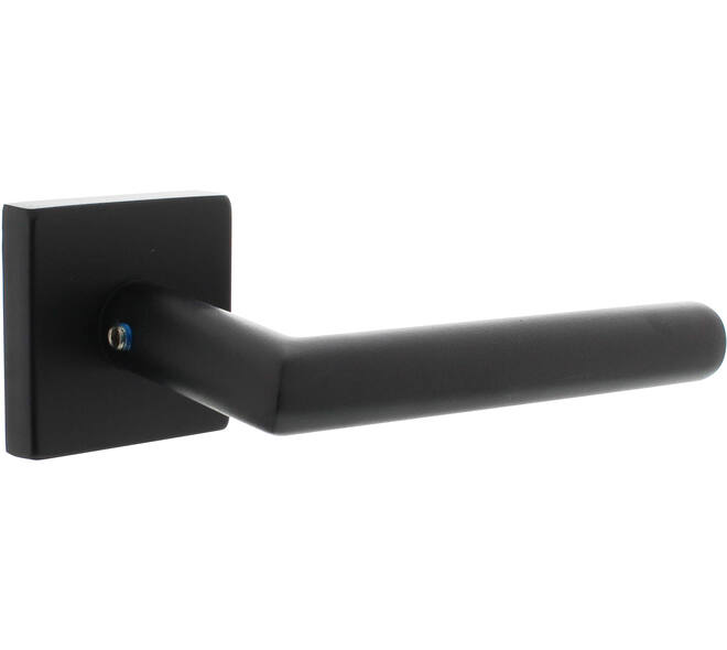 Deurkruk Jura met rozet massief verdekt 53x53x10mm met nokken structuur zwart