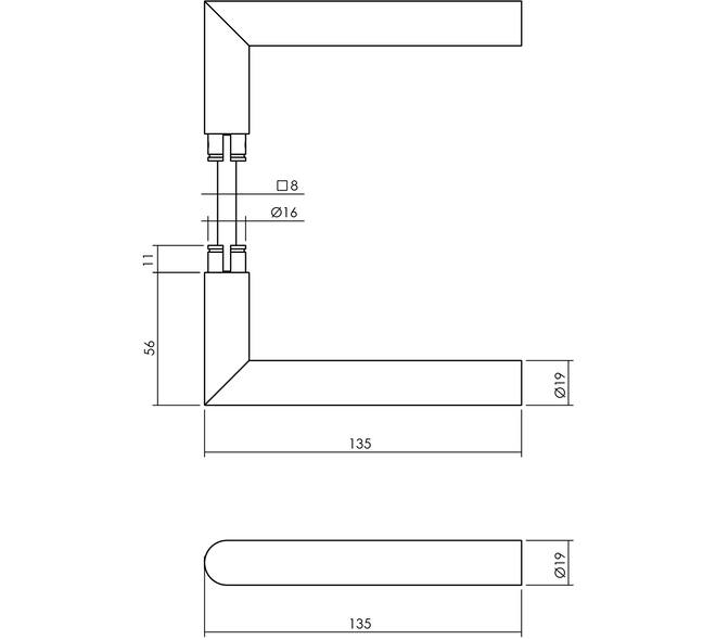 Set achterdeurbeslag rond: deurkruk Jura met massieve rozetten, SKG2 slot pc55, SKG3 rozetten, structuur zwart