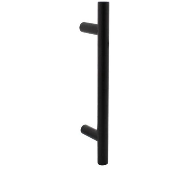 Deurgreep T-vorm 400x65x20mm hart op hart 300mm structuur zwart