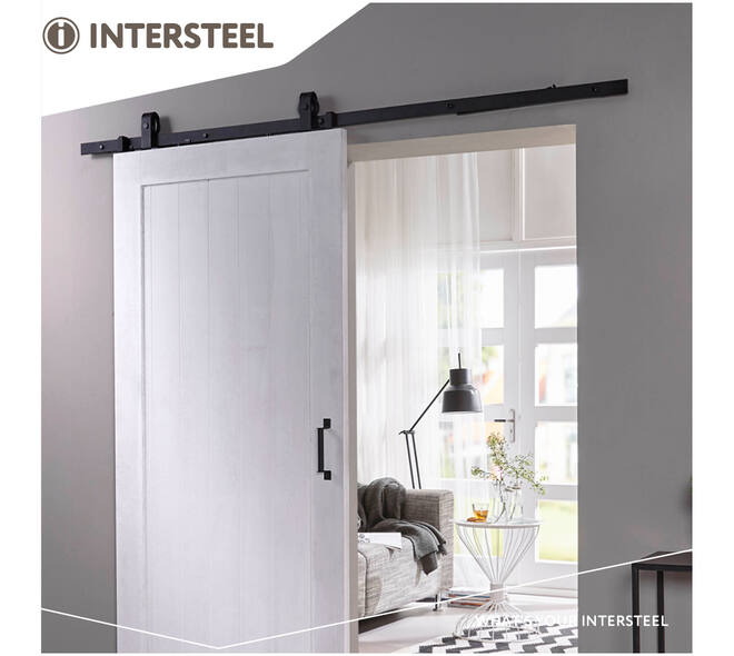 Schuifdeursysteem 2x1 meter met hangrollen recht top 130mm zwart