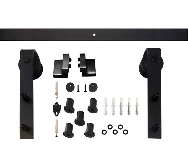 Schuifdeursysteem 2x1 meter met hangrollen recht 290mm zwart