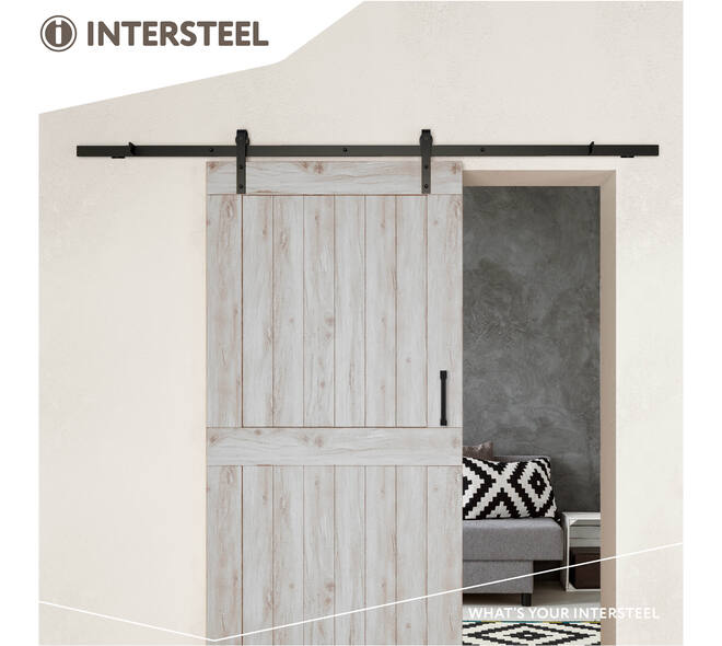 Schuifdeursysteem 2x1 meter met hangrollen recht 290mm zwart