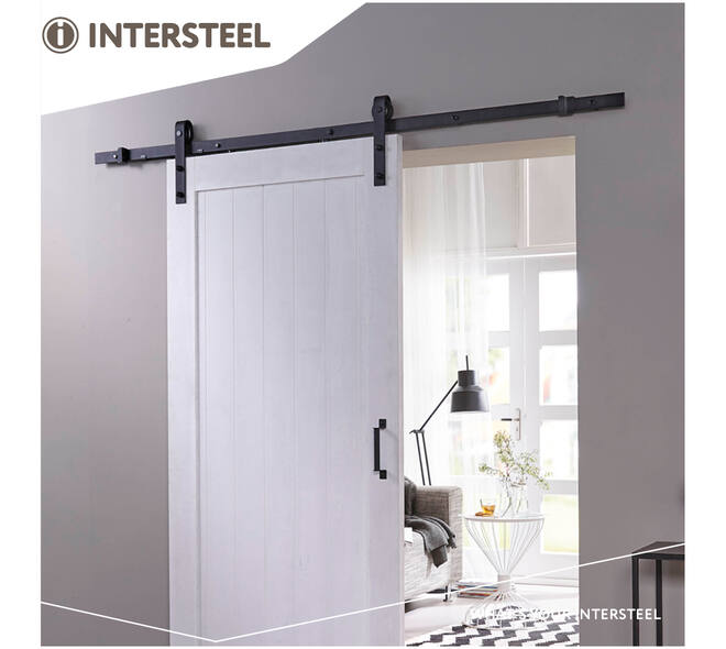 Schuifdeursysteem 2x1 meter met hangrollen recht 290mm zwart