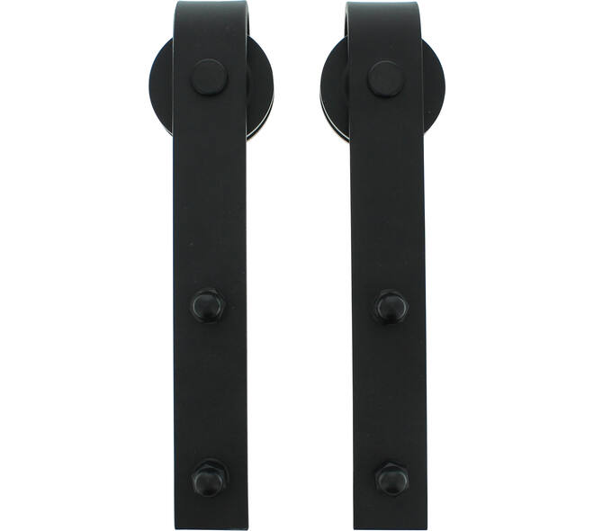 Set van 2 rollers recht 290mm tbv schuifdeursysteem 450101 inclusief bevestiging zwart