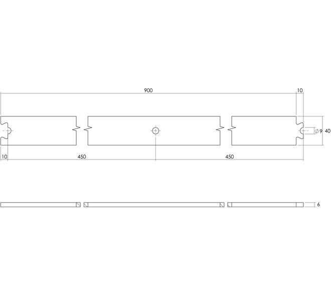 Tussenrail 90cm tbv schuifdeursysteem inclusief bevestigingsset zwart