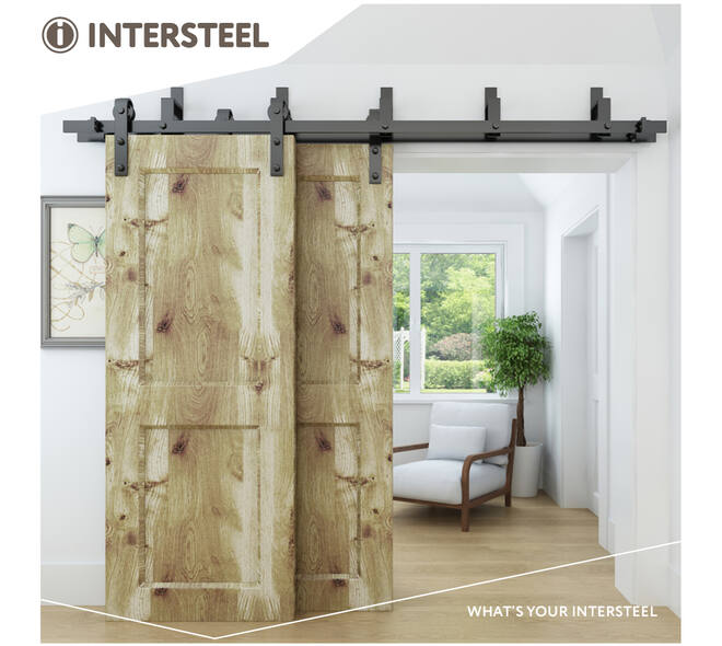 Set van 5 wandsteunen tbv parallel geplaatste schuifdeuren zwart