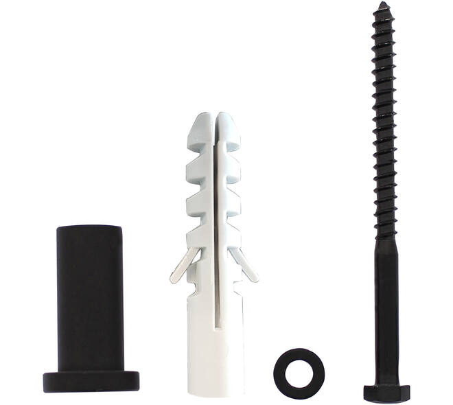 Set van 5 verlengde ronde steunen 50mm tbv schuifdeurrail zwart