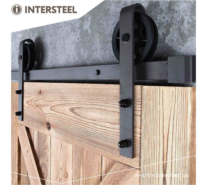 Schuifdeursysteem 2x1 meter met hangrollen spaakwiel 340mm zwart