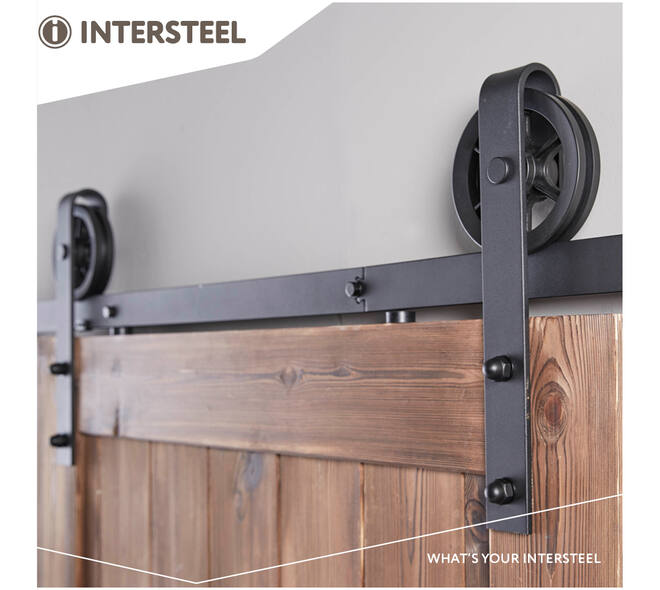 Schuifdeursysteem 2x1 meter met hangrollen spaakwiel 340mm zwart