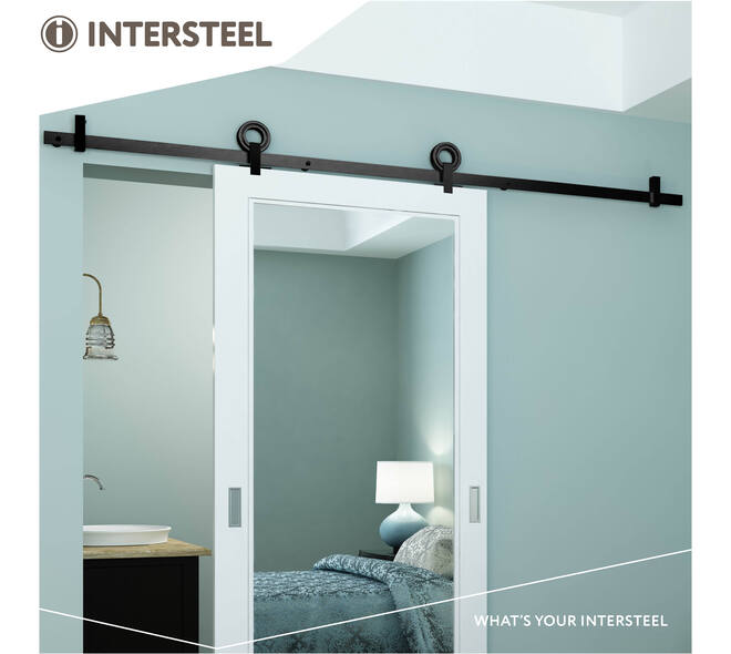 Schuifdeursysteem 2x1 meter met hangrollen open wiel top 155mm zwart