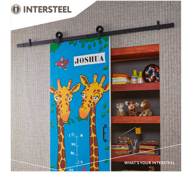 Schuifdeursysteem 2x1 meter met hangrollen open wiel top 155mm zwart