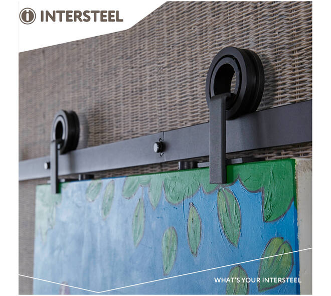 Schuifdeursysteem 2x1 meter met hangrollen open wiel top 155mm zwart