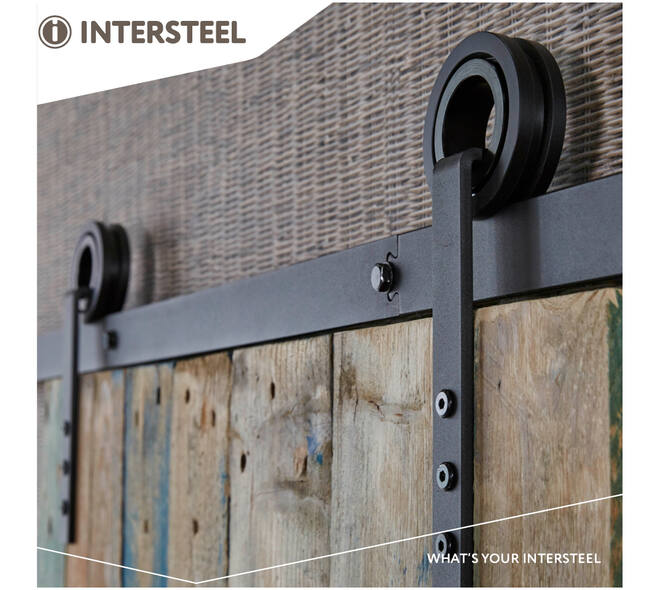 Schuifdeursysteem 2x1 meter met hangrollen open wiel 255mm zwart