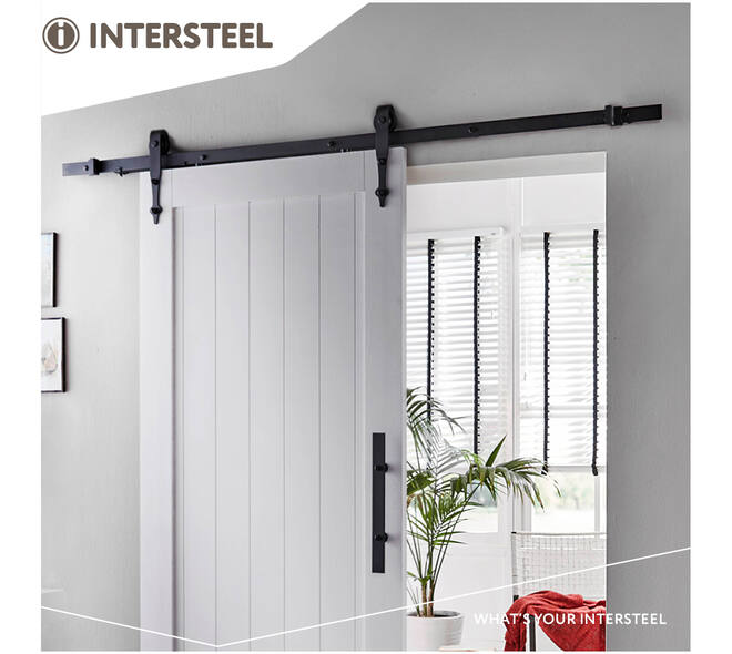 Schuifdeursysteem 2x1 meter met hangrollen pijlvorm 290mm zwart