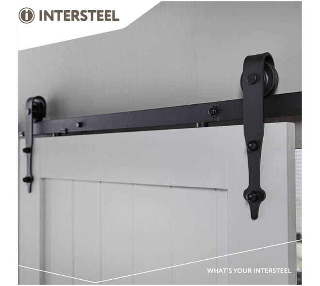 Schuifdeursysteem 2x1 meter met hangrollen pijlvorm 290mm zwart