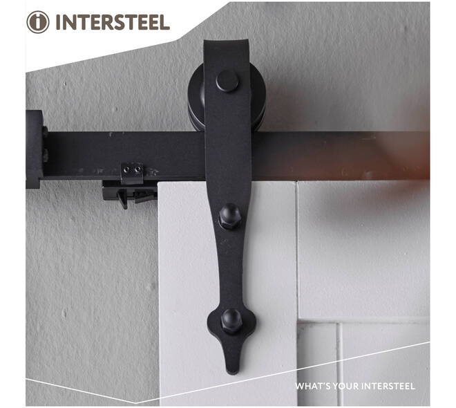 Schuifdeursysteem 2x1 meter met hangrollen pijlvorm 290mm zwart