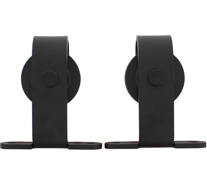Set van 2 rollers recht top 130mm tbv schuifdeursysteem 450100 inclusief bevestiging zwart