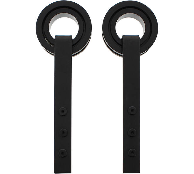 Set van 2 rollers open wiel 255mm tbv schuifdeursysteem 450123 inclusief bevestiging zwart