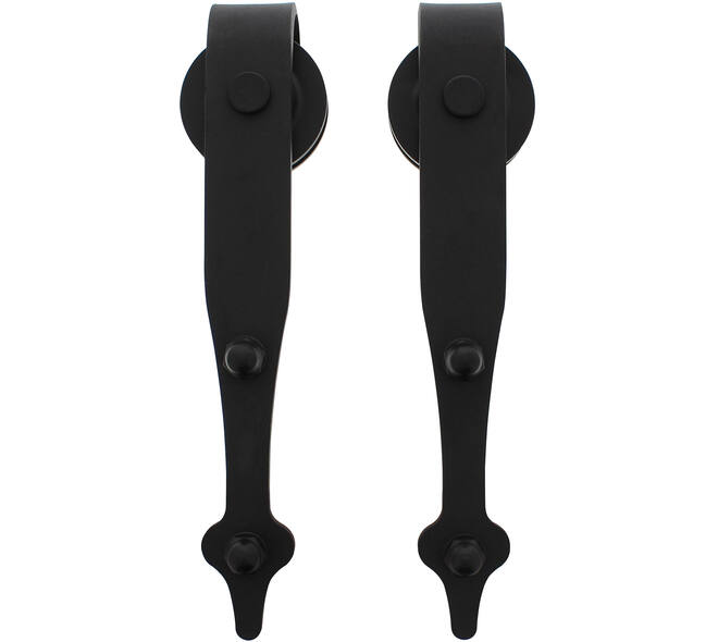 Set van 2 rollers pijlvorm 290mm tbv schuifdeursysteem 450124 inclusief bevestiging zwart