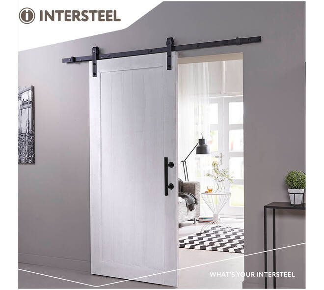 Deurgreep T-vorm ø25x305mm met schuifdeurkom 220x60mm zwart