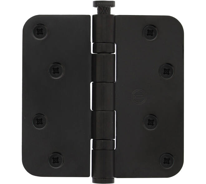Kogellagerscharnier afgerond 3,5" (89x89x2,5mm) CE rvs zwart
