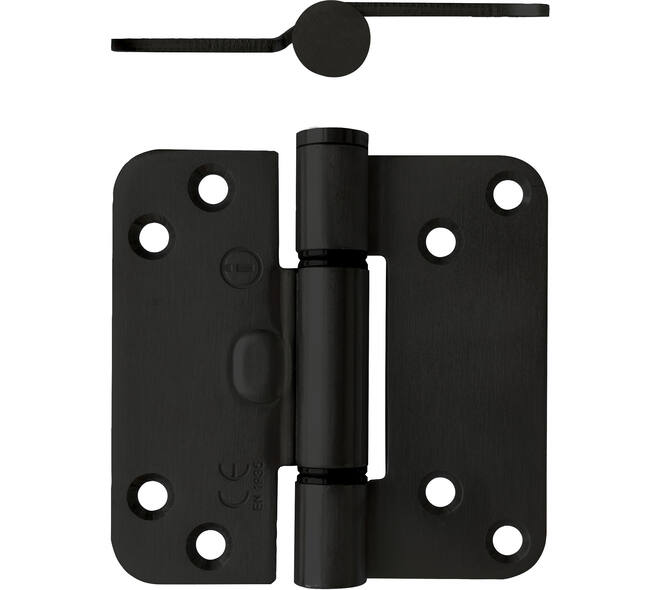 Glijlagerscharnier afgerond 3,5" (89x89x3mm) doorgezette knoop CE staal zwart