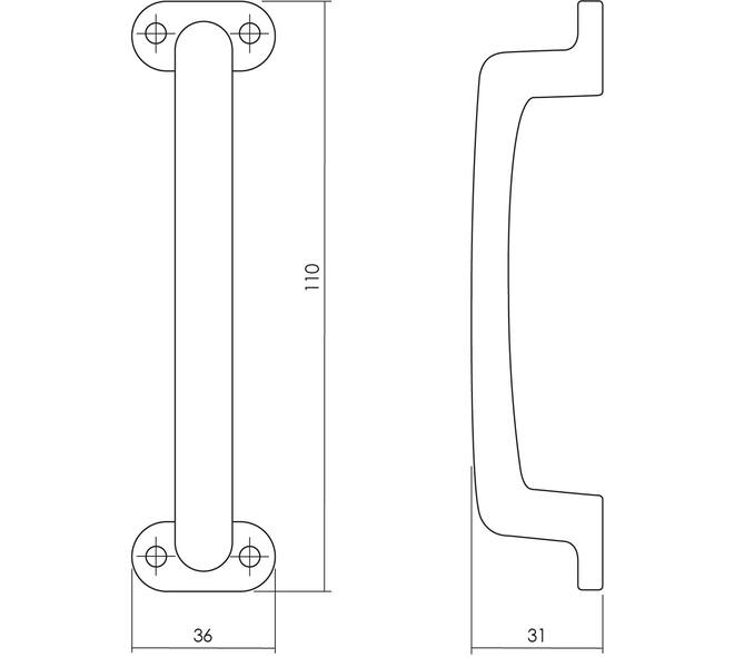 Handgreep 777 110mm zwart