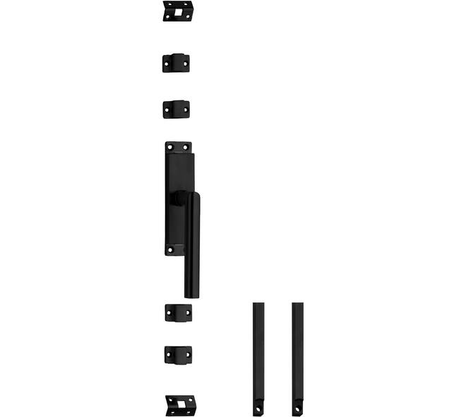 Set kruk-espagnolet rechts Hoek 90° ø19mm incl stangenset 2x 1245mm rvs zwart