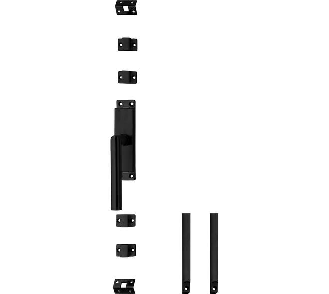 Set kruk-espagnolet links Hoek 90° ø19mm incl stangenset 2x 1245mm rvs zwart