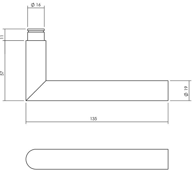 Set kruk-espagnolet links Hoek 90° ø19mm incl stangenset 2x 1245mm rvs zwart