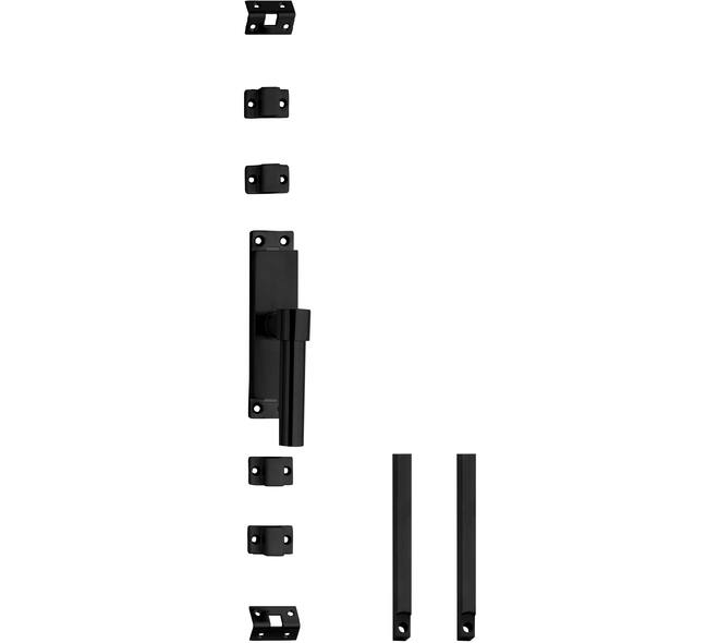 Set kruk-espagnolet rechts L-recht incl stangenset 2x 1245mm rvs zwart