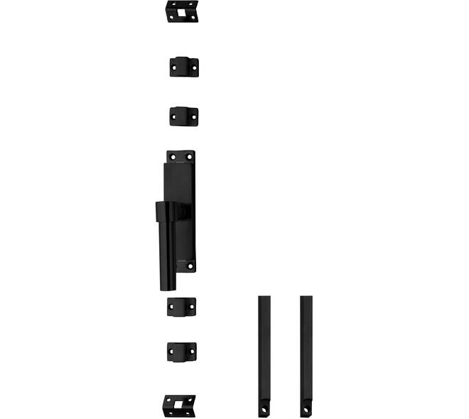 Set kruk-espagnolet links L-recht incl stangenset 2x 1245mm rvs zwart