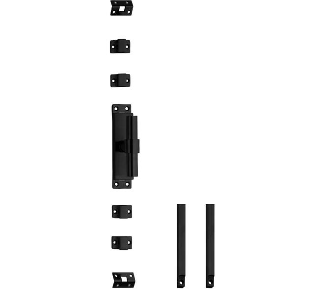 Set kruk-espagnolet rechts T-recht incl stangenset 2x 1245mm rvs zwart