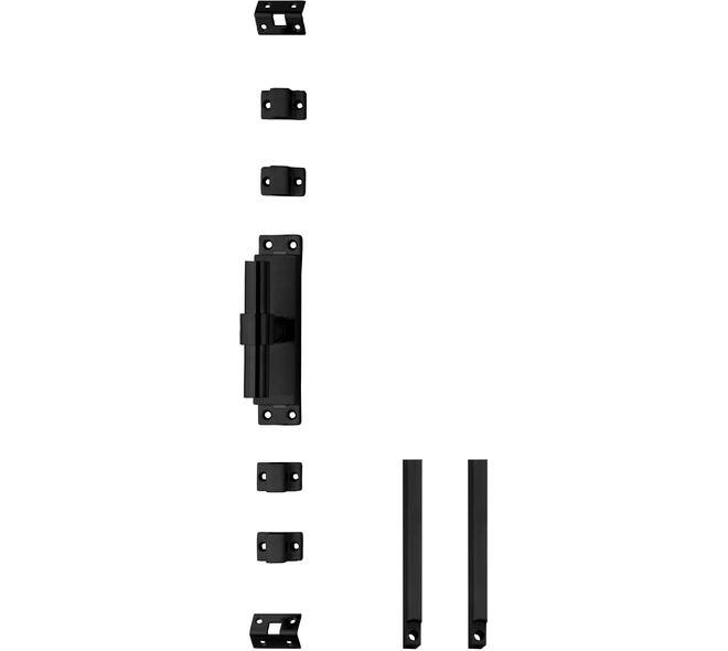 Set kruk-espagnolet links T-recht incl stangenset 2x 1245mm rvs zwart