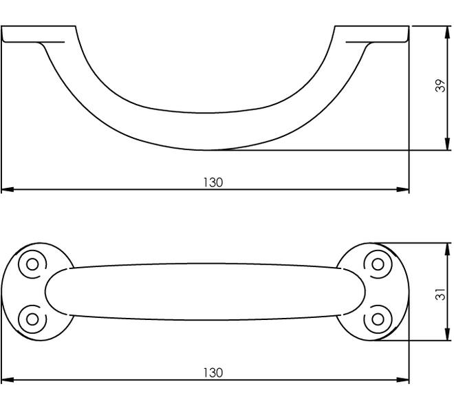 Handgreep geperst 130mm zwart