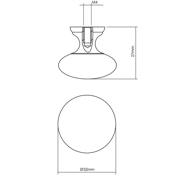 Meubelknop paddenstoel ø32mm antiek
