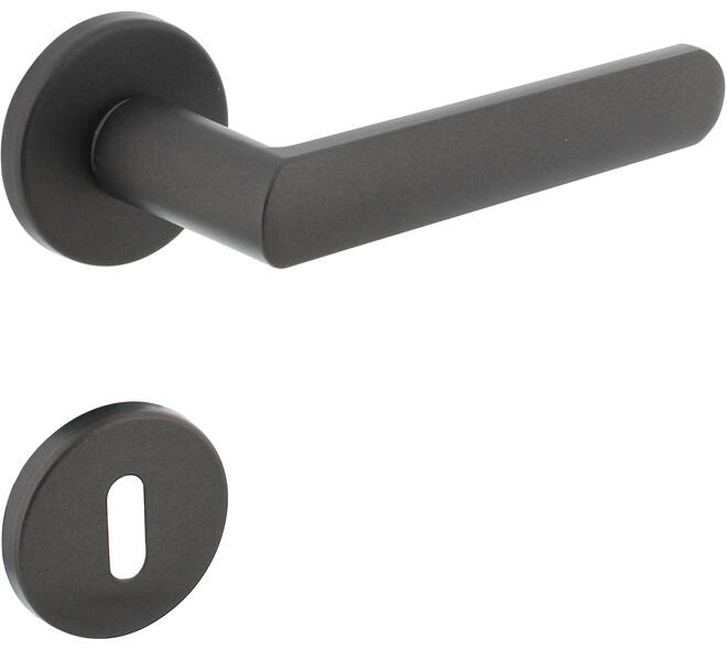 Deurkruk Sora met rozet verdekt ø51x5mm met nokken en sleutelrozetten grijs