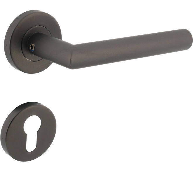 Deurkruk Jura op rozet verdekt ø53x8mm met nokken en cilinderrozetten antraciet grijs